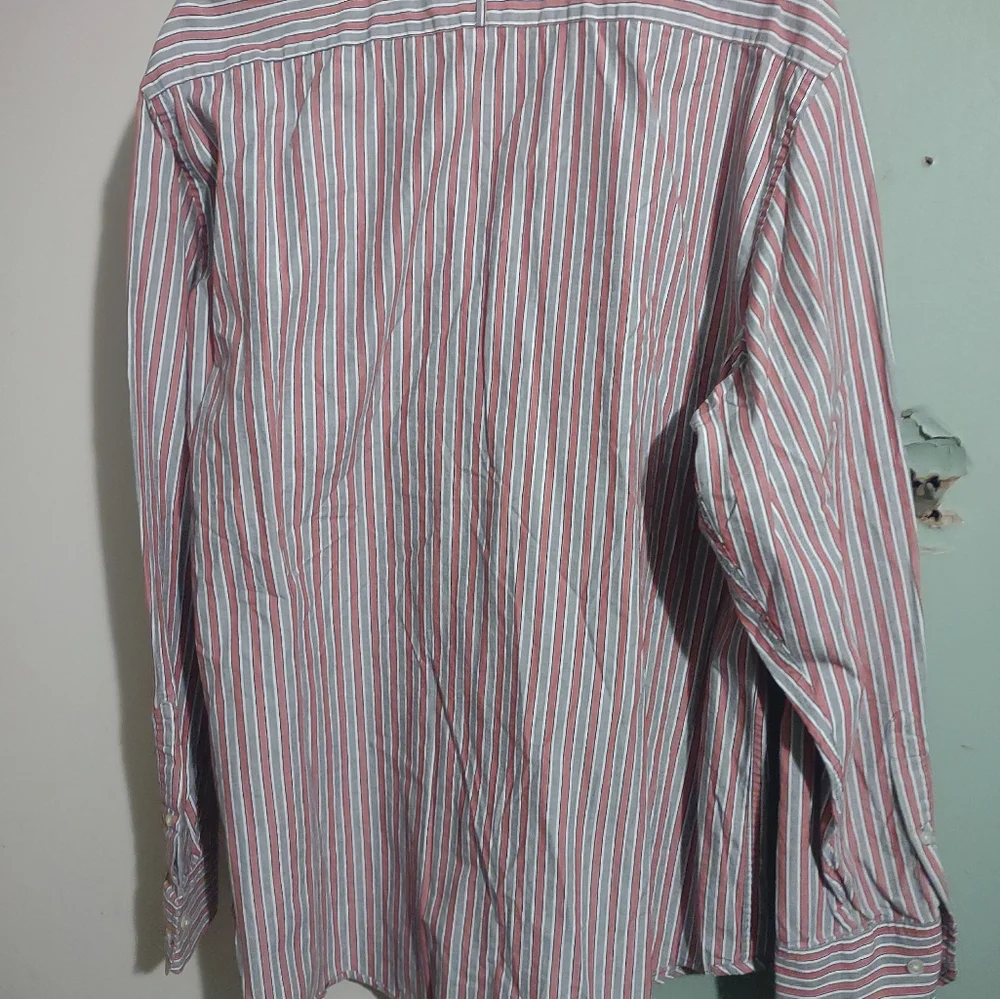 Men's Banana Republic red and grey striped long‎ sleeve button up shirt XXL
